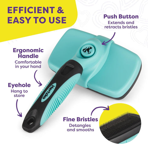 Hertzko Dog & Cat Brush, Dog Brush for Shedding, Cat & Dog Grooming, Self Cleaning Slicker Brush for Pets, Grooming Brushes for Long Short Haired ...
