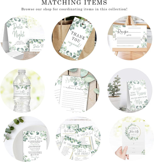 Your Main Event Prints 50 Eucalyptus Double-Sided Recipe Cards – Perfect for Weddings, Bridal Showers, Rehearsal Dinners, Engagement Parties, Baby...