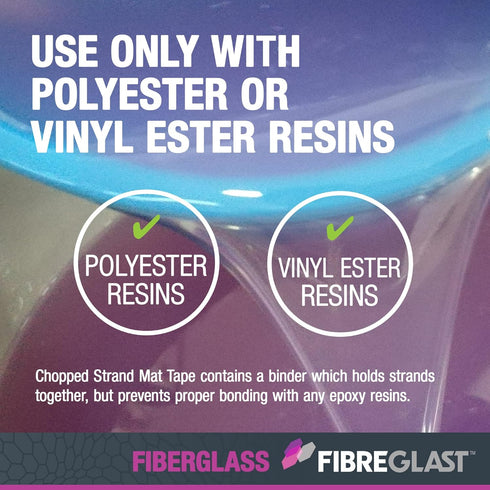 Fibre Glast Fiberglass Chopped Strand Mat Tape – Strong, Easy to Use & Lightweight Glass Fiber for Structural Reinforcement & Repair Kits — 1.5 Ou...