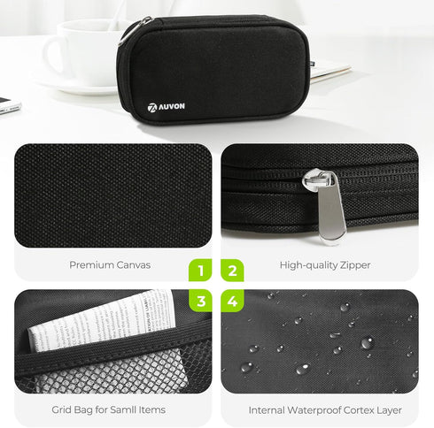 AUVON Canvas Bag Travel Pill Organizer 2 Times a Day, Large AM/PM Weekly Pill Box 7 Day Pill Case with Portable Black Zipper Cloth Bag for Holding...