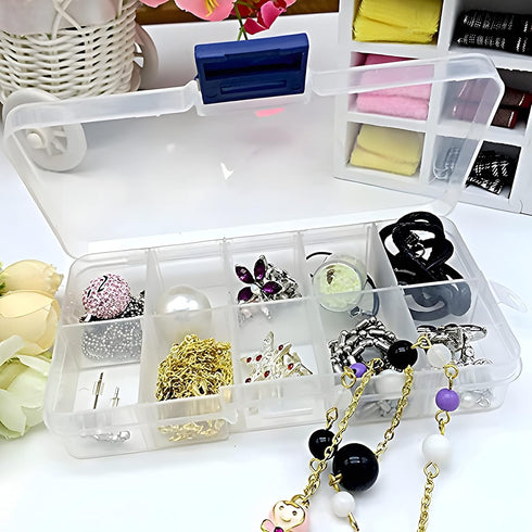 4PCS Plastic Tray, 2x10 2x15 Grids Bead Organizer With Movable Dividers Storage- Adjustable Clear Compartment Plastic Organizer-Travel Organizer B...