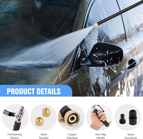 2024 Upgraded High Pressure Jet Nozzle for Garden Hose Hydro Jet Pressure Washer Wand Extension Pressure Washer Gun with 2 Hose Nozzles and Hose Q...