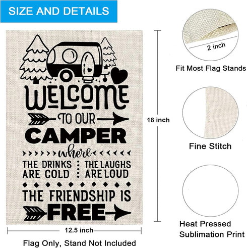 ZJXHPO Welcome To Our Camper Garden Flag Camping Gift Outdoor Yard House Banner Home Lawn Welcome (Welcome to camper)...