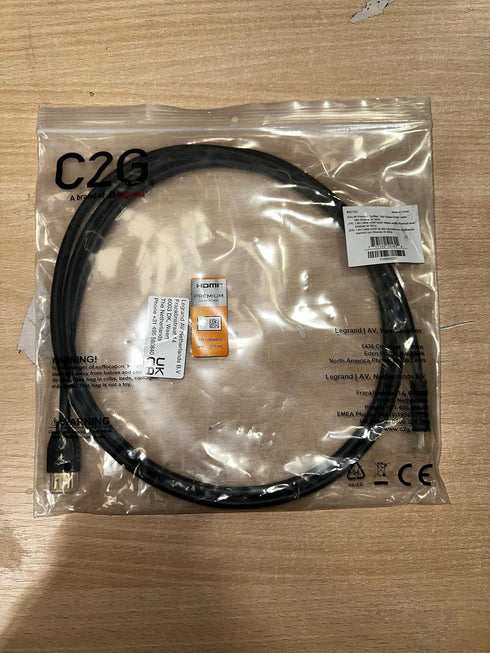 C2G 6ft Premium Certified High Speed HDMI Cable with Ethernet 4K 60Hz - HDMI with Ethernet cable - HDMI / audio - HDMI (M) to HDMI (M) - 20 ft - s...
