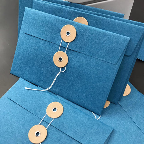 15 Kraft Paper Envelopes Brown Folders Greeting Card/Document/File Envelopes Beautiful Craft Envelopes with Button & String Tie Closure, Blue, 6.7...