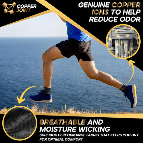 CopperJoint Foot Sleeve - Elastic Ankle Compression Socks for Women & Men, Foot Braces, Copper Ankle Brace Women Wrap, Copper Infused Compression ...