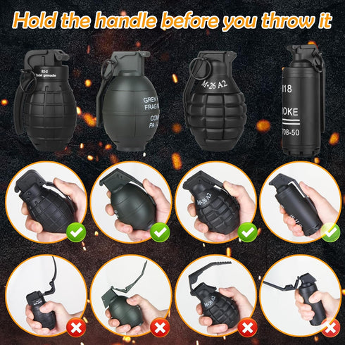 Toy-Hand Grenade for CS Battle Game,with 9 Foam Ammo Black Fun Impact Tactical CS-Grenade Toys Outdoor Team Sport for Age 14 Years Old and up and ...