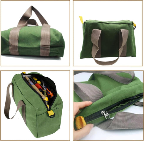 Canvas Wide Mouth Tool Bag, Heavy Duty Large Capacity Handbag, Portable Home Tool Organizer for Storage for Screwdrivers, Wrench, Plier, Nails, Pl...