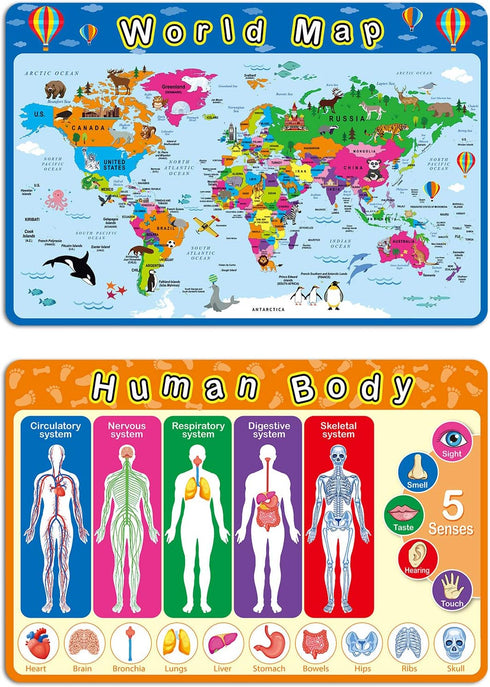 Patelai 4 Pcs Kids Placemats for Dining Table Educational Preschool Toddler Placemat,Learning,Non Slip,Washable,Reusable,Plastic,for Nursery Home ...