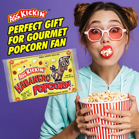 ASS KICKIN' Habanero Microwave Popcorn Bags - 3 Pack - Ultimate Spicy Popcorn Gourmet Gift - Makes a Great Movie Theater Popcorn or Snack Food for...