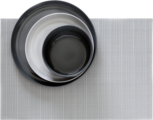 Set of 4 Gray Linnea Rib Vinyl Placemat Wipes Clean Rectangle 13" x19"...
