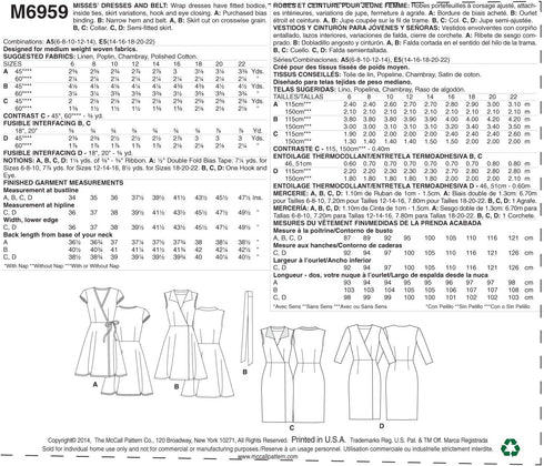 McCall Pattern Company M6959 Misses' Dresses and Belt, Size A5 "6-8-10-12-14"...