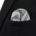 S&W SHLAX&WING Striped Mens Pocket Square Grey with Silver Black Stripes for Suit Jacket...
