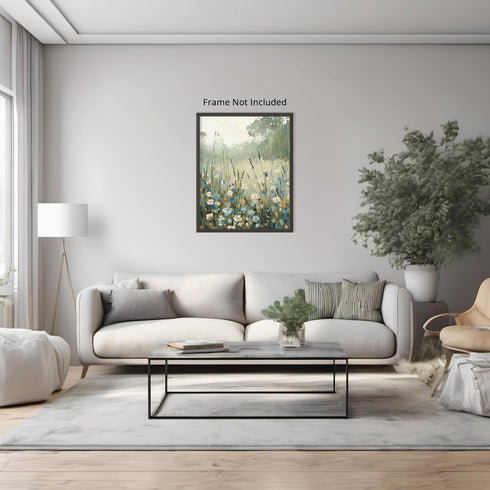 Posterizer 1 pcs-tranquil meadow scene-field of flowers in oil painting style 6-Landscape & Nature Art-Floral & Botanical Art-Decor for Home & Off...
