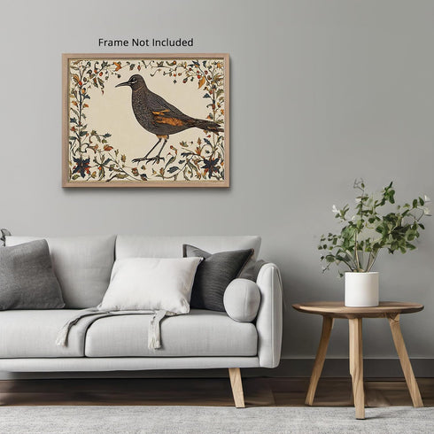 Posterizer 1 pcs- Black and orange bird and flowers-Art for Animal Lovers- Gift for Men Women Entrepreneur Teens-decor for Bedroom, Office, Living...