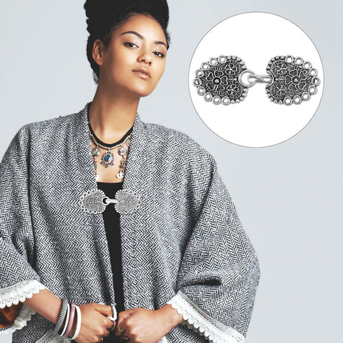 6 pcs Vintage Sweater Swirl Clip Cape Cloak Clips Retro Cardigan Clip Shawl Collar Clasp Dress Shirt Brooch Clip for Girl Women, silver...