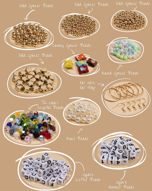 Deinduser Crystal Friendship Bracelet Making Kit, 6mm 1200pcs Bicone Gem Beads for Jewelry Making, 24 Colors with Letter Beads, Spacer Beads...