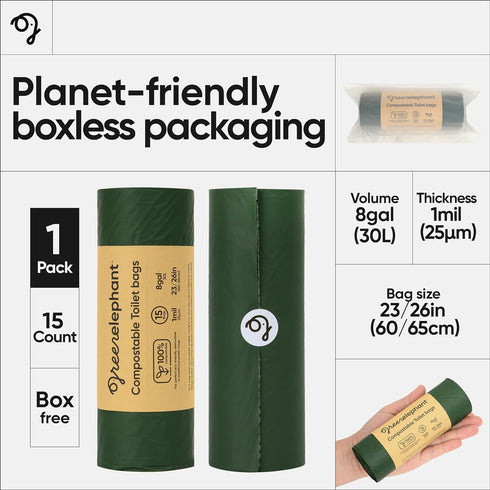 Green Elephant Portable Toilet Bags - Camping Toilet Bags, Camping Potty Bags, Camping Poop Bags for People, Toilet Waste Bags for 5 Gallon Bucket...
