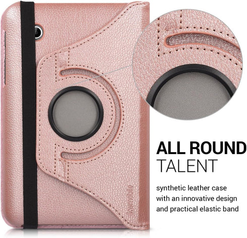 kwmobile Rotating Case Compatible with Samsung Galaxy Tab 2 7.0 P3110 / P3100 - Case PU Leather Tablet Cover with Stand - Rose Gold...