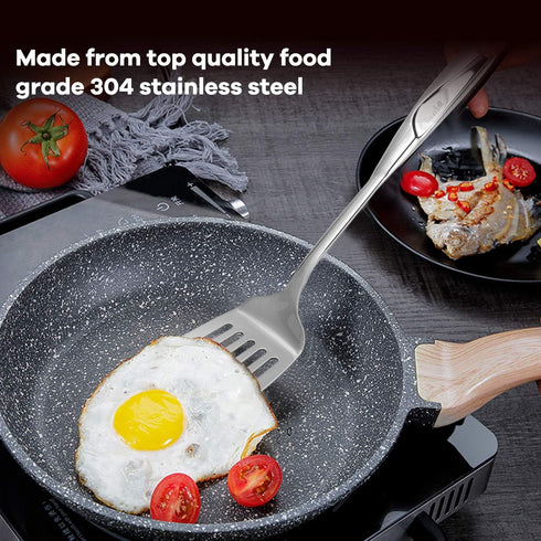 Kitchen Utensils, Contains Soup ladle, Spaghetti Claw, Wok Turner Shovel, Slotted Turner, Premium Stainless Steel, No rust, Dishwasher Safe (Slott...