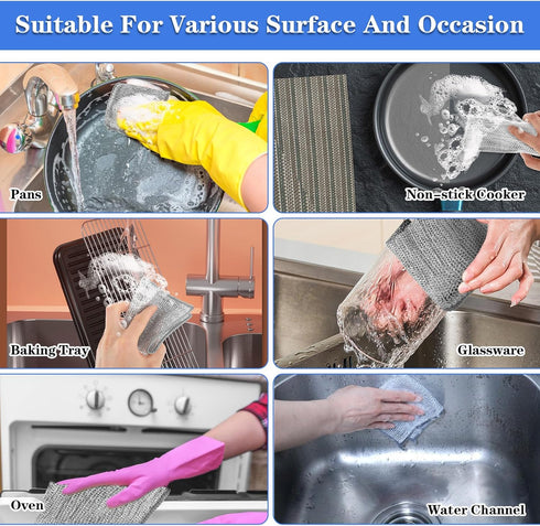 10Pcs Wire Dishwashing Cloths Non-Scratch Wire Dishwashing Rags for Wet and Dry, Lint Free Kitchen Cleaning Wire Dish Towels for Scrubbing and Cle...