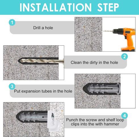 Wire Shelf Loop Clip Down Wall Clip Plastic Closet Shelves Clips Heavy Duty Shelf Bracket for Wire Shelving, Screws and Expansion Tube Not Include...