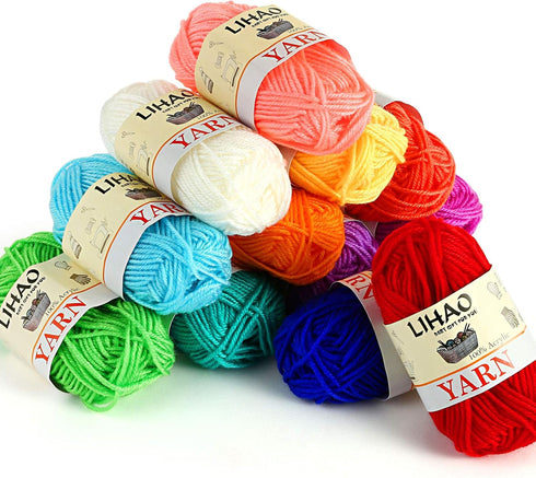 LIHAO 12 Skeins Mini Yarn for Knitting Crochet Craft - 100% Acrylic...