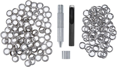 Pangda 100 Sets Grommet Eyelets Tool Kit, Grommet Setting Tool and Eyelets with Setting Tools and Storage Box for Fabric, Tarps, Curtains(2/5 Inch...