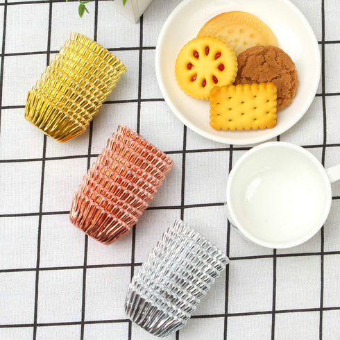 Elcoho 600 Pieces 1.25 Inch Mini Foil Metallic Cupcake Liners Muffin Paper Cases Baking Cups, Gold, Silver and Rose Gold...