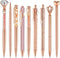 9 Pcs Rose Gold Ballpoint Pens Set with Metal Crystal Diamond Design for Women - Fancy Pens for Journaling, Writing, Gifts...
