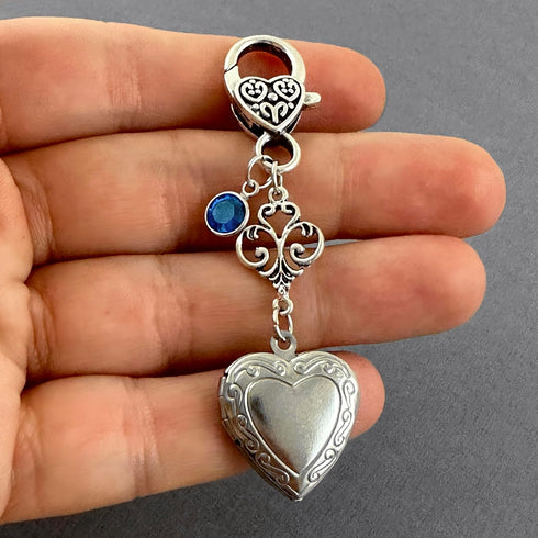 Locket for Wedding Bridal Bouquet with Something Blue for Bride Gem Memory Locket Add Picture or Other Small Mementos...