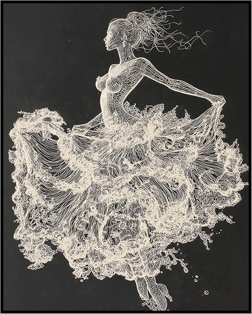 Posterizer 1 pcs-art of a woman with wavy dress floating -1-Fantasy & Fiction Art Gift for Men Women Entrepreneur Teens Decor for Home & Office-...