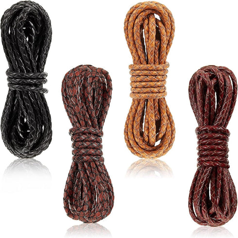 8yd Braided Leather Cord Antique Genuine Leather Strap Folded Bolo Tie Cord Rope Lace for Necklace Bracelet Pendent Jewelry Making Beading Braidin...