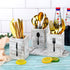 Kathfly 4 Pcs Silverware Caddy Utensil Holder for Countertop Silverware Organizer with Wood Tray Spoon Fork Holder for Kitchen Parties(Retro White...