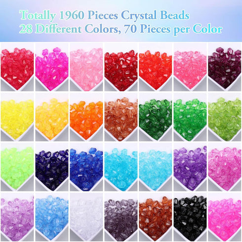 Paxcoo 1960Pcs Crystal Beads for Jewelry Making, Small Crystal Acrylic Beads Faceted Jewelry Beads Bicone Gem Beads jewel for Jewelry Making...