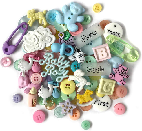 Buttons Galore and More Collection Round Novelty Buttons & Embellishments Based on Variety of Themes, Holidays and Seasons for DIY Crafts, Scrapbo...