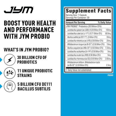 ProBio JYM Performance Probiotic, Heart, Gut, Immune Health, Athletic Recovery, and Body Composition for Men & Women, 30 Day Supply...