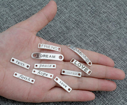 YYaaloa 80pcs Word Charms Pendants Inspirational Engraved Motivational Connector Charms Pendants Jewelry Making Accessories for DIY Necklaces, Bra...