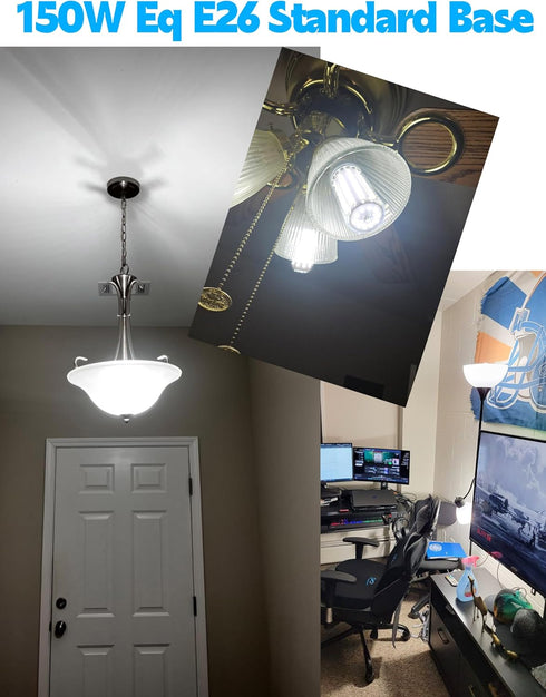 E26/E27 LED Bulb, 150w Equivalent 2000 Lumen 6000K Daylight White 15W Ceiling Fan LED Light Bulb for Home Garage Warehouse Indoor Outdoor Led Corn...