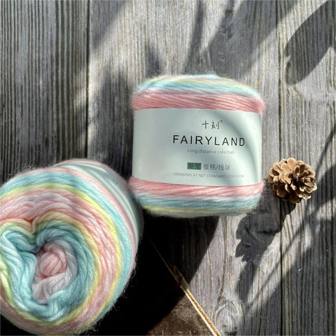 Gradient Cake Yarn Multicolor Fairyland Rainbow Yarn, 2-Pack 60% Cotton 30% Acrylic 10% Wool,Multicolor Crochet Knitting Yarns (53)...