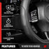 Motor Trend Stealth D-Shaped Steering Wheel Cover - Premium Flat Bottom Car Steering Wheel Cover, Black Faux Leather Sterring Wheel Cover, Standar...