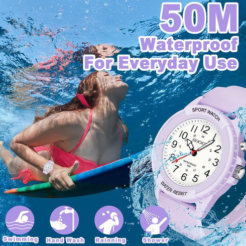 Waterproof Nurse Watch for Medical Professionals, Students, Women Men, Military Time Easy to Read Dial, 24 Hour with Second Hand, Night Light, Sof...