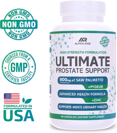 Best Over-the-Counter Prostate Support Health Supplement for Men - 600 mg Saw Palmetto 300mg Pygeum - 16 Herbs + Zinc - Relief from Enlarged Prost...