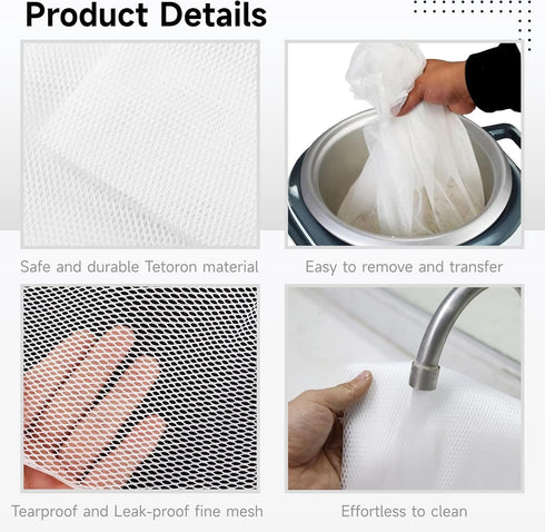 4 Pcs Rice Net, 43.3"×39.4" Sushi Rice Cooking Net, Non-Stick Fine Mesh Rice Cooker Napkins, Tetoron Rice Nets, Cooking Steam Cloths for Homes, Re...