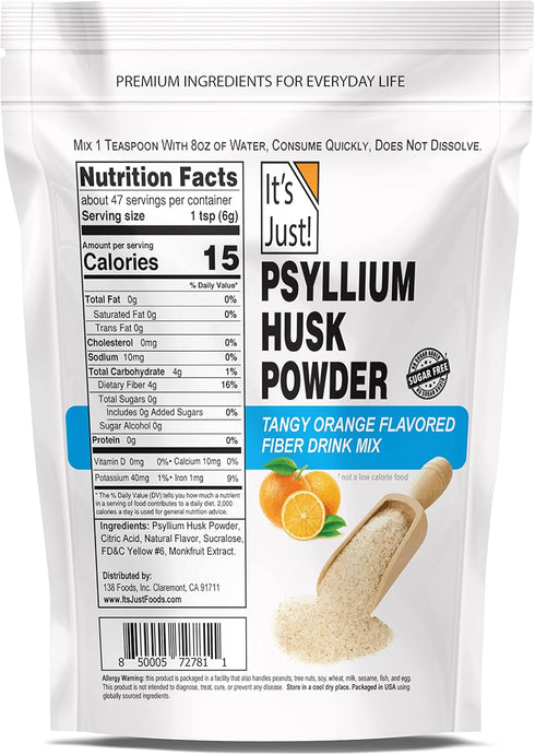 It's Just! - Psyllium Husk Powder, Easy Mixing Dietary Fiber, Cleanse Your Digestive System, Finely Ground Powder, Ideal for Keto Baking, Non-GMO ...