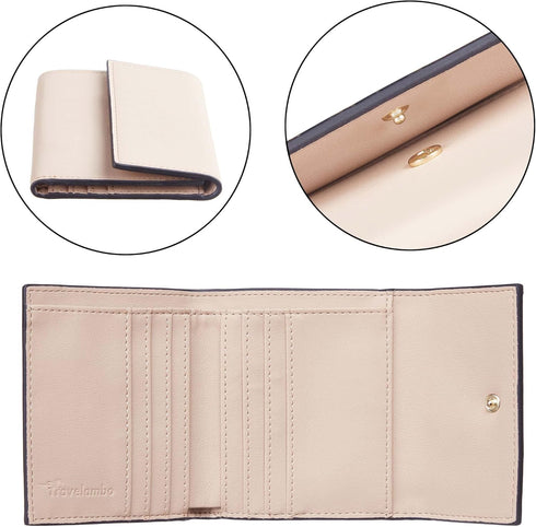 Travelambo RFID Blocking Small Mini Compact Wallet Coin Pouch Holder Trifold Credit Card Holder Pocket Purse for Women (Napa Sand)...