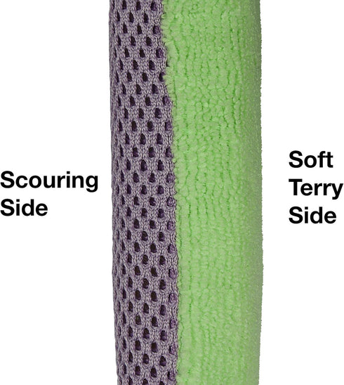 Double-Sided 2-in-1 Microfiber Sponge – Multipurpose Reusable Cleaning Scrubber for Kitchen and Bathroom, Dishwashing, Heavy-Duty Scouring...