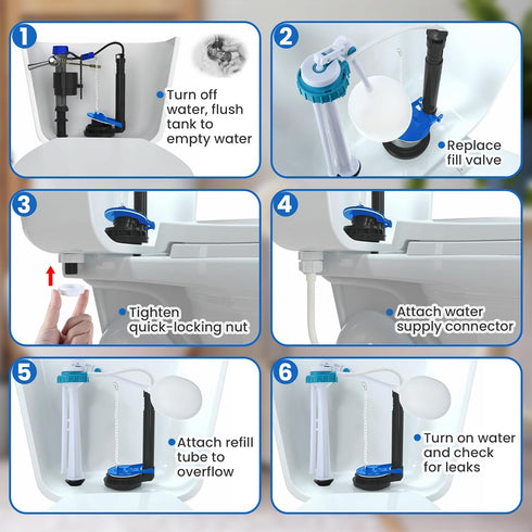 Saillong Toilet Tank Replacement Kit, Include Toilet Float Valve Replacement Kit 2 inch Low Flow Toilet Flapper, Front Mount Toilet Flush Handle...
