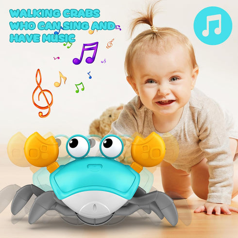 Crawling Crab Toy, Infant Tummy Time Baby Toys, Fun Interactive Dancing Walking Moving Toy Babies Sensory Induction Crabs with Music, Baby Toys 0-...