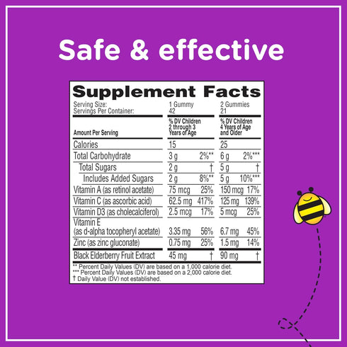 Zarbee's Elderberry Gummies for Kids with Vitamin C; Zinc & Elderberry; Daily Childrens Immune Support Vitamins Gummy Children Ages 2 and Up; Natu...